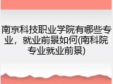 南京科技职业学院有哪些专业，就业前景如何(南科院专业就业前景)