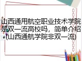 山西通用航空职业技术学院是双一流高校吗，简单介绍(山西通航学院非双一流)