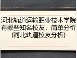 河北轨道运输职业技术学院有哪些知名校友，简单分析(河北轨道校友分析)