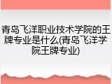 青岛飞洋职业技术学院的王牌专业是什么(青岛飞洋学院王牌专业)