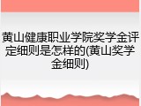 黄山健康职业学院奖学金评定细则是怎样的(黄山奖学金细则)