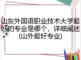 山东外国语职业技术大学最好的专业是哪个，详细阐述(山外最好专业)