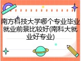 南方科技大学哪个专业毕业就业前景比较好(南科大就业好专业)