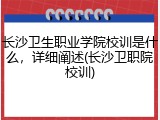 长沙卫生职业学院校训是什么，详细阐述(长沙卫职院校训)