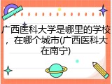 广西医科大学是哪里的学校，在哪个城市(广西医科大在南宁)