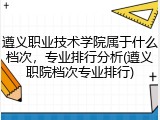 遵义职业技术学院属于什么档次，专业排行分析(遵义职院档次专业排行)