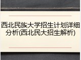 西北民族大学招生计划详细分析(西北民大招生解析)