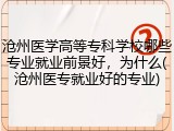 沧州医学高等专科学校哪些专业就业前景好，为什么(沧州医专就业好的专业)