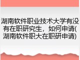 湖南软件职业技术大学有没有在职研究生，如何申请(湖南软件职大在职研申请)