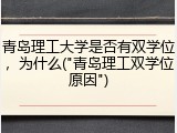 青岛理工大学是否有双学位，为什么("青岛理工双学位原因")