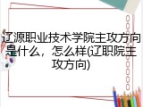 辽源职业技术学院主攻方向是什么，怎么样(辽职院主攻方向)