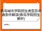 青岛城市学院招生类型及申请条件解读(青岛学院招生解析)