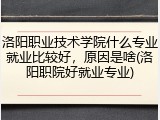 洛阳职业技术学院什么专业就业比较好，原因是啥(洛阳职院好就业专业)