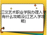 江汉艺术职业学院办理入学有什么攻略没(江艺入学攻略)