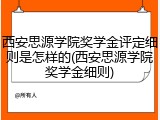 西安思源学院奖学金评定细则是怎样的(西安思源学院奖学金细则)