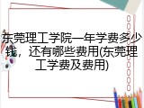 东莞理工学院一年学费多少钱，还有哪些费用(东莞理工学费及费用)