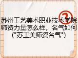 苏州工艺美术职业技术学院师资力量怎么样，名气如何("苏工美师资名气")