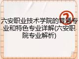 六安职业技术学院的普通专业和特色专业详解(六安职院专业解析)