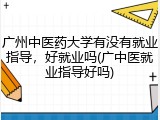 广州中医药大学有没有就业指导，好就业吗(广中医就业指导好吗)