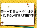 苏州市职业大学招生计划详细分析(苏州职大招生解析)