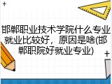 邯郸职业技术学院什么专业就业比较好，原因是啥(邯郸职院好就业专业)