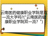 云南医药健康职业学院是双一流大学吗?("云南医药健康职业学院双一流？")