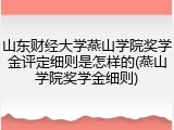 山东财经大学燕山学院奖学金评定细则是怎样的(燕山学院奖学金细则)