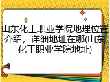 山东化工职业学院地理位置介绍，详细地址在哪(山东化工职业学院地址)