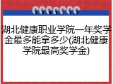 湖北健康职业学院一年奖学金最多能拿多少(湖北健康学院最高奖学金)