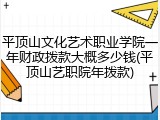 平顶山文化艺术职业学院一年财政拨款大概多少钱(平顶山艺职院年拨款)