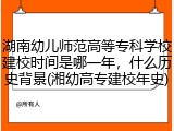 湖南幼儿师范高等专科学校建校时间是哪一年，什么历史背景(湘幼高专建校年史)
