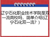 辽宁石化职业技术学院是双一流高校吗，简单介绍(辽宁石化双一流？)