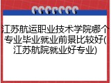 江苏航运职业技术学院哪个专业毕业就业前景比较好(江苏航院就业好专业)