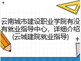 云南城市建设职业学院有没有就业指导中心，详细介绍(云城建院就业指导)