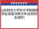 山东财经大学东方学院最新招生简章深度分析(东院招生简析)