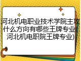 河北机电职业技术学院主攻什么方向有哪些王牌专业(河北机电职院王牌专业)