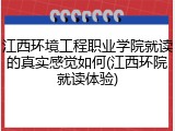 江西环境工程职业学院就读的真实感觉如何(江西环院就读体验)