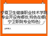 宁夏卫生健康职业技术学院专业开设有哪些,特色在哪(宁卫职院专业特色)