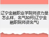 辽宁金融职业学院师资力量怎么样，名气如何(辽宁金融职院师资名气)