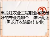 黑龙江农业工程职业学院最好的专业是哪个，详细阐述(黑龙江农院最佳专业)