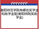 衡阳师范学院有哪些奖学金和助学金呢(衡阳师院奖助学金)