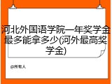 河北外国语学院一年奖学金最多能拿多少(河外最高奖学金)
