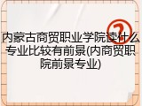 内蒙古商贸职业学院读什么专业比较有前景(内商贸职院前景专业)