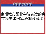 惠州城市职业学院就读的真实感觉如何(惠职就读体验)