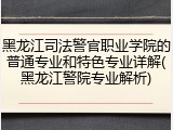 黑龙江司法警官职业学院的普通专业和特色专业详解(黑龙江警院专业解析)