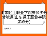 山东轻工职业学院要多少分才能进(山东轻工职业学院录取分)