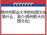 扬州市职业大学的校园文化是什么，简介(扬州职大校园文化)