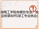 湖南工学院有哪些专业，就业前景如何(湖工专业就业)