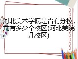 河北美术学院是否有分校，共有多少个校区(河北美院几校区)