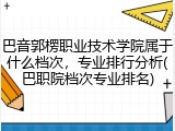 巴音郭楞职业技术学院属于什么档次，专业排行分析(巴职院档次专业排名)